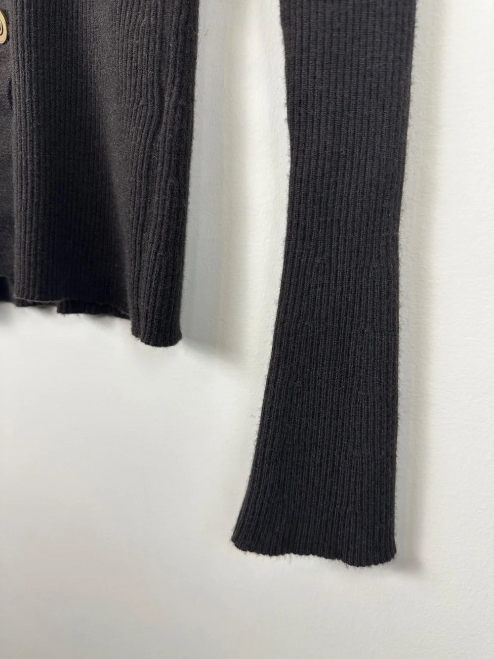 Madewell Merino Wool Ribbed Fitted Cardigan Brown Size M